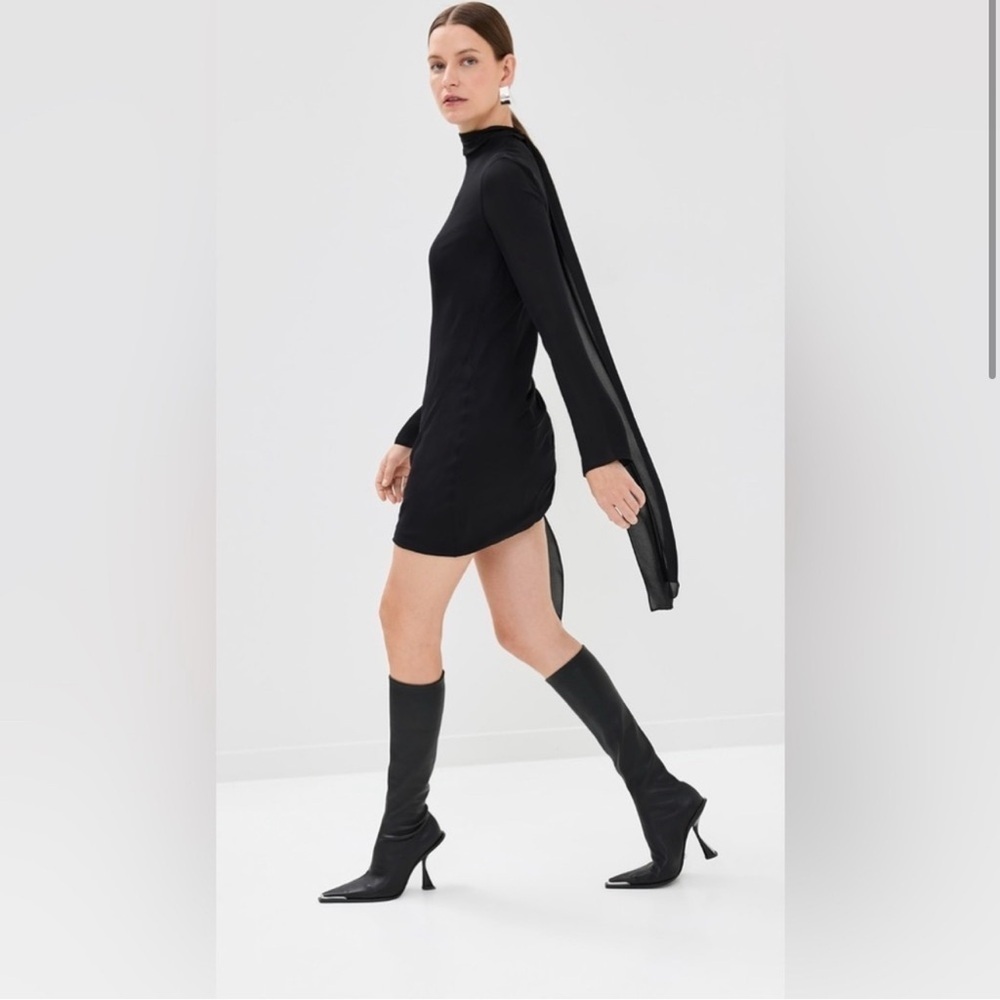 BRANDON MAXWELL $1395 Raina Mini Scarf Neck Draped 100% Silk Dress Size 8 NWT